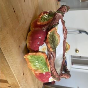 Decorative Ceramic Bowl with Autumn Accents
